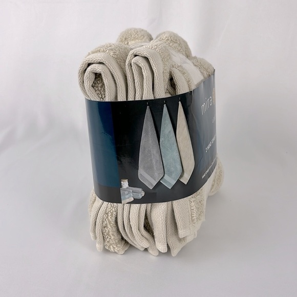 Mira Bella 4 pc Cream Lt Tan Towel Set, 2 Hand Towel 16x30 2 Washcloth 13x13 NWT - Picture 4 of 8